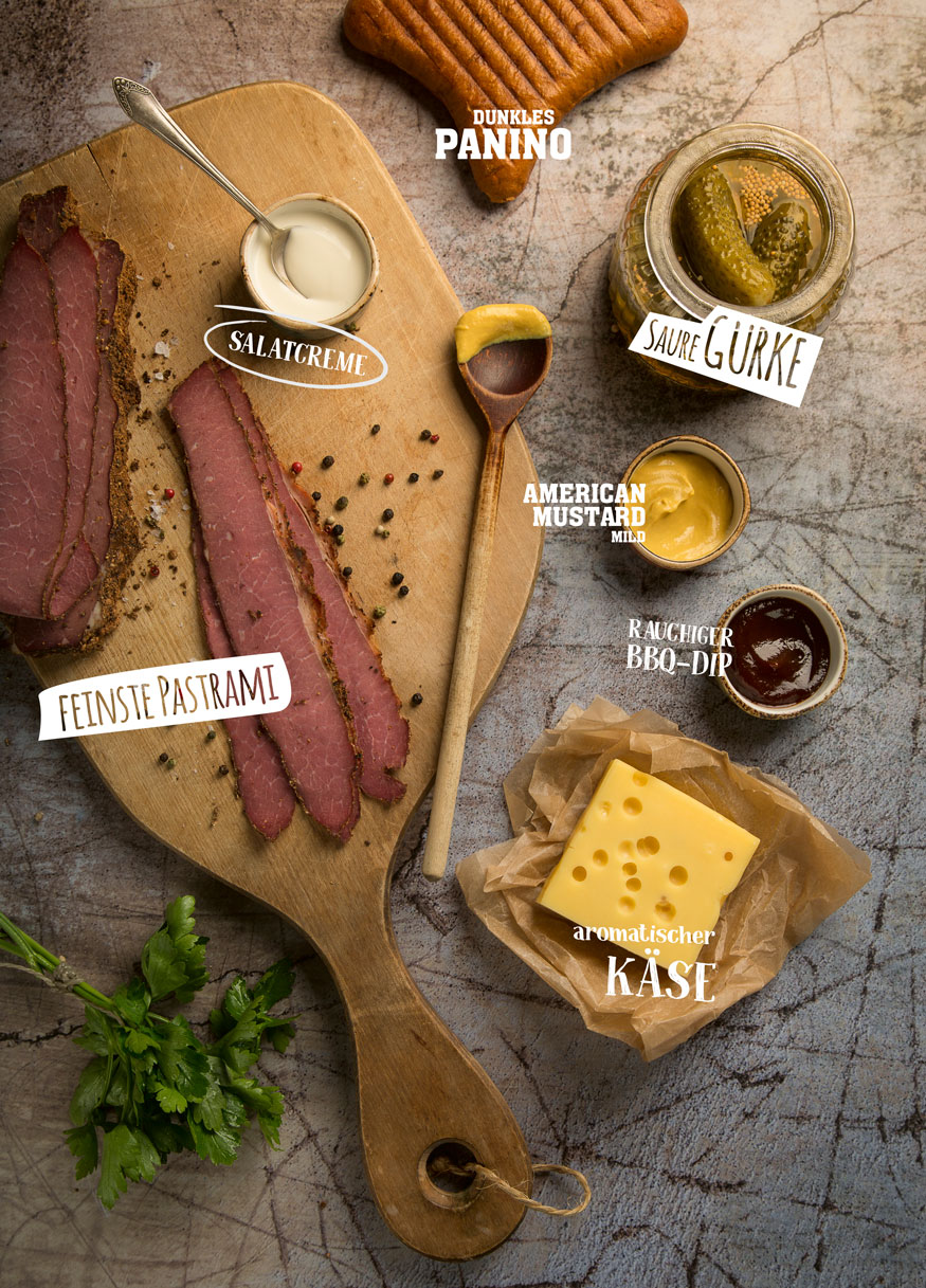 Pastrami panini Zutaten Snack & Drinks Speisekarte der ibis Hotels von Food & co by baum & garten foodagentur in Frankfurt